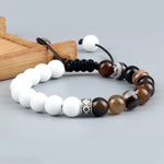 Load image into Gallery viewer, Adjustable Tiger Eye Lava Stone Bracelet
